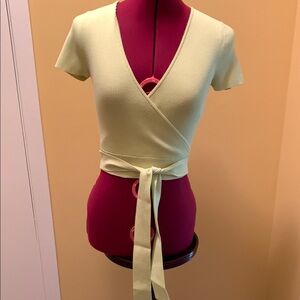 Artizia Little Moon All Tied Up Soft Green Ribbed Top